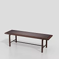 Simple Design Dark Brown Wooden Bench With Rectangular Seat And Four Legs 3d model
