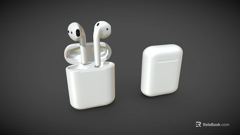 High Quality White Wireless Audio Earbuds With Open And Closed Charging Cases 3d model 