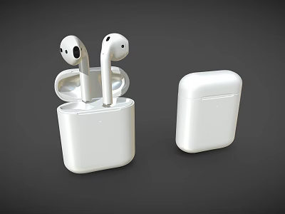 High Quality White Wireless Audio Earbuds With Open And Closed Charging Cases 3d model