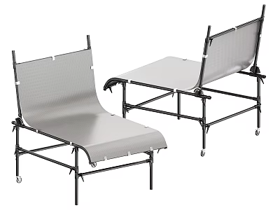 Folding Single Chair With Metal Frame Gray Mesh Seat Lightweight Portable Outdoor Use 3d model