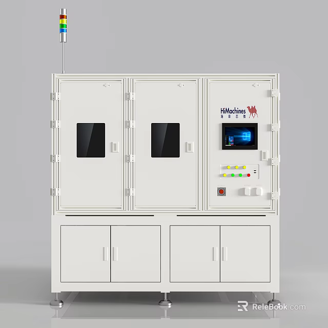 White Industrial Equipment With Double Glass Doors Cabinets And Digital Control Panel 3d model 