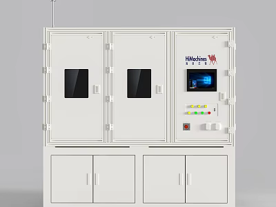White Industrial Equipment With Double Glass Doors Cabinets And Digital Control Panel 3d model