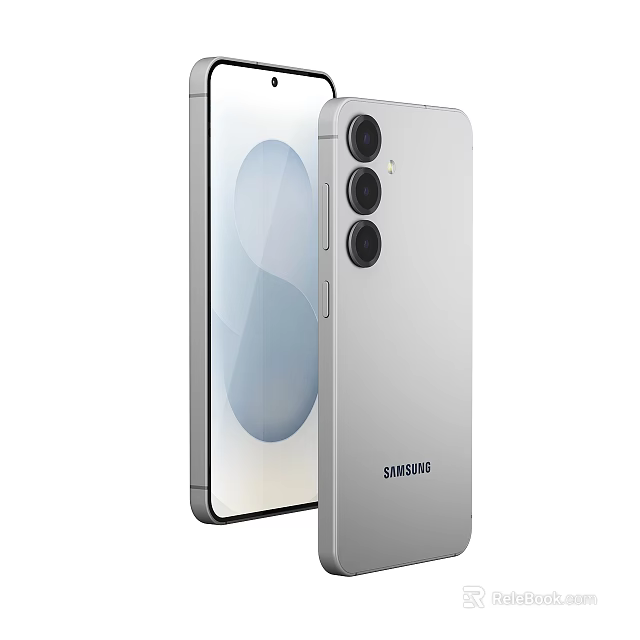 Samsung Silver Smartphone Featuring Triple Rear Camera And Sleek Modern Design 3d model 