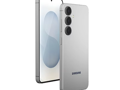 Samsung Silver Smartphone Featuring Triple Rear Camera And Sleek Modern Design 3d model