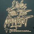 Modern Decorative Neon Lighting Combination Featuring Live For The Moment Text Design