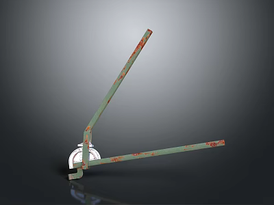 Green Metal Stand with L Shaped Structure Red Rust and White Wheels 3d model