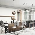 Light Luxury Dining Table and Chair Combination Dining Table and Chair 3d model
