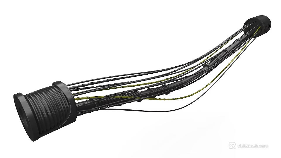 Industrial Equipment Cable Harness Featuring Multi Core Black Sheath And Colored Connection Wires 3d model 