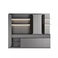 Modern File Cabinet Design With Illuminated Shelves Vertical Strips And Drawers
