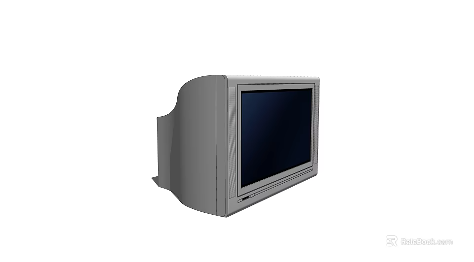 Vintage Gray CRT Television With Thick Body And Black Screen 3d model 