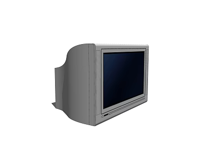 Vintage Gray CRT Television With Thick Body And Black Screen 3d model