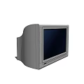 Vintage Gray CRT Television With Thick Body And Black Screen