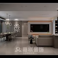 Modern Minimalist Living And Dining Room With Comfortable Furniture And Warm Ambient Lighting Design