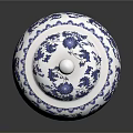 Traditional Blue and White Ceramic Jar Featuring Floral Plant Patterns as Decorative Piece