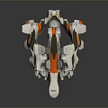 Futuristic White And Orange Sci Fi Aircraft With Mechanical Wings And Engines