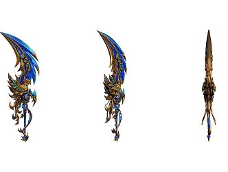 Weapon Three Shades Two Weapon Dragon Knife Sword Legendary Weapon -02 3d model