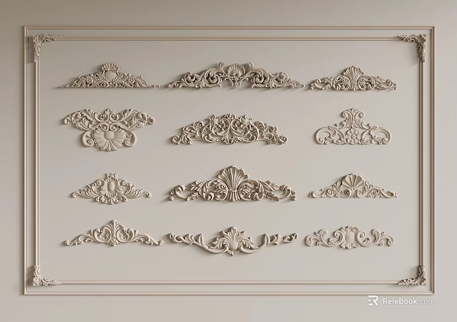 Various Decorative Ceiling Medallions With Intricate Patterns For Interior Design 3d model
