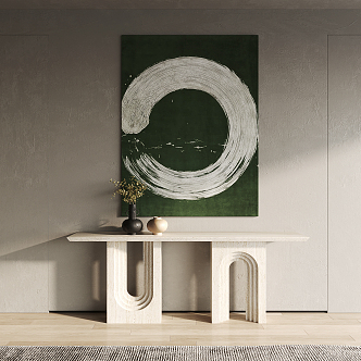 Modern Abstract Painting Abstract Hanging Painting Art Hanging Painting Wooden End View Platform Plant Bonsai 3d model