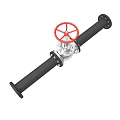Industrial Pipeline Valve With Red Wheel Handle Black Pipe Transparent Section Flange Ends