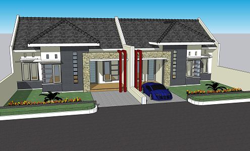 American-style houses, rural houses 3d model