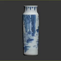 Blue And White Vase With Sculpture Carving Intricate Blue Nature Scenes Artistic Design