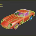 Red Classic Sports Car With Sleek Body Black Roof And Silver Wheels On Reflective Surface