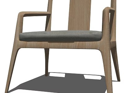 Modern Wooden Armchair With Sleek Frame And Gray Cushion For Living Space 3d model