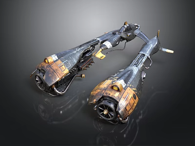 Custom Car Exhaust Pipes With Black Gold Metallic Vintage Industrial Design 3d model