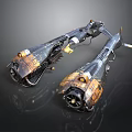 Custom Car Exhaust Pipes With Black Gold Metallic Vintage Industrial Design
