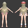 Anime Game Character With Blonde Hair Pink Eyes In Maid And Bikini Outfits
