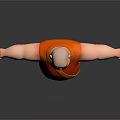 3D Animated Game Movie Character Chubby Monk In Orange Robe With Arms Outstretched Standing Pose