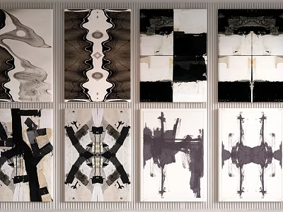 Abstract Artworks With Black White Gray Tones And Various Abstract Patterns For Wall Decor 3d model