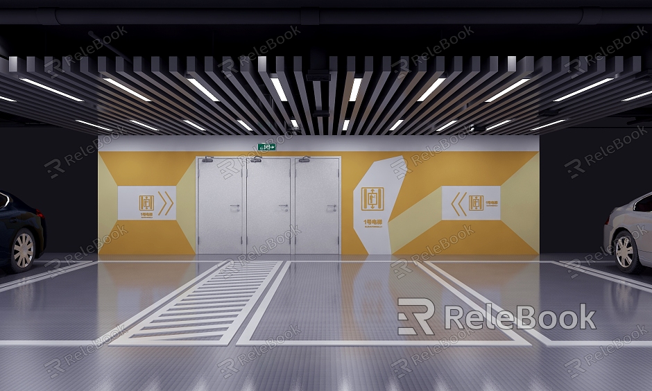 Underground parking lot wall icon model