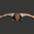 3D Game Film Character Young Male Model With Short Hair Gray T-Shirt Backpack Arms Outstretched