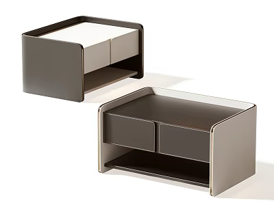 Modern Sleek Bedside Nightstand Design Featuring Drawers And Open Shelf Storage 3d model