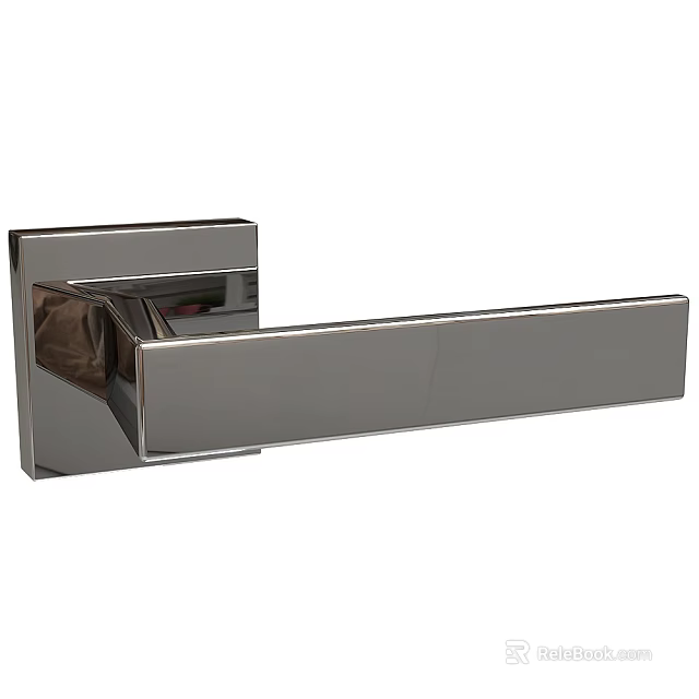 Modern Chrome Door Handle With Sleek Rectangular Design And Polished Metal Finish 3d model 