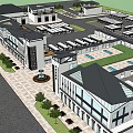 Commercial Architectural Plan With Multiple Buildings Parking Lots And Road Layout
