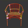 Rattan Furniture Chair With Woven Back Armrests And Casual Seating Design