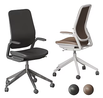 Office Chair Combination Office Chair Swivel Chair Sliding Wheelchair Leather 3d model