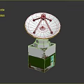 Satellite Dish Antenna Mounted On White And Green Base With Parabolic Reflector And Support Frame