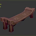 Wooden Public Bench with Natural Wood Grain Warm Tone and Sturdy Design