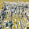 A Bird's Eye View of Modern City Urban Era Planning 3d model