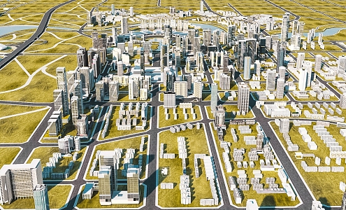 A Bird's Eye View of Modern City Urban Era Planning 3d model