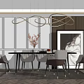 Modern Dining Table and Chair Combination Simple 3d model