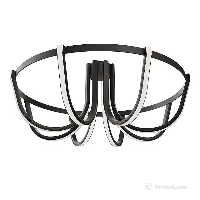 Sleek Modern Black And White Circular Ceiling Light With Smooth Lines Design 3d model 