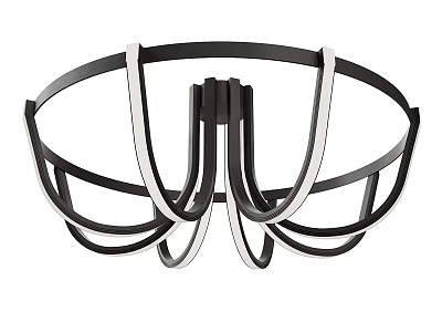 Sleek Modern Black And White Circular Ceiling Light With Smooth Lines Design 3d model