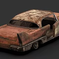 Rusty Worn Out Vintage Car With Shark Fin Design And Body Rust