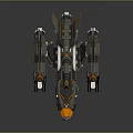 Detailed Futuristic Spaceship 3D Model With Metallic Body And Orange Gray Accents