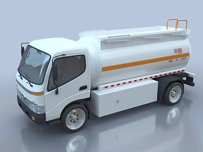 Industrial Fuel Tanker Truck With White Body Orange Stripe Ladder And Storage Tank 3d model