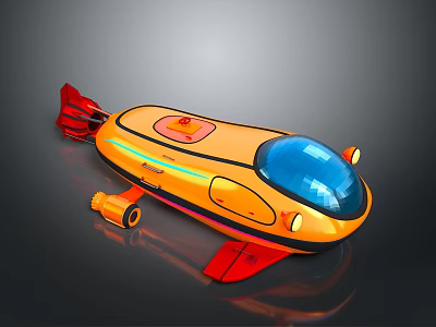 Futuristic Orange Aircraft Design With Blue Cockpit Red Tail Wings And Glowing Stripes 3d model
